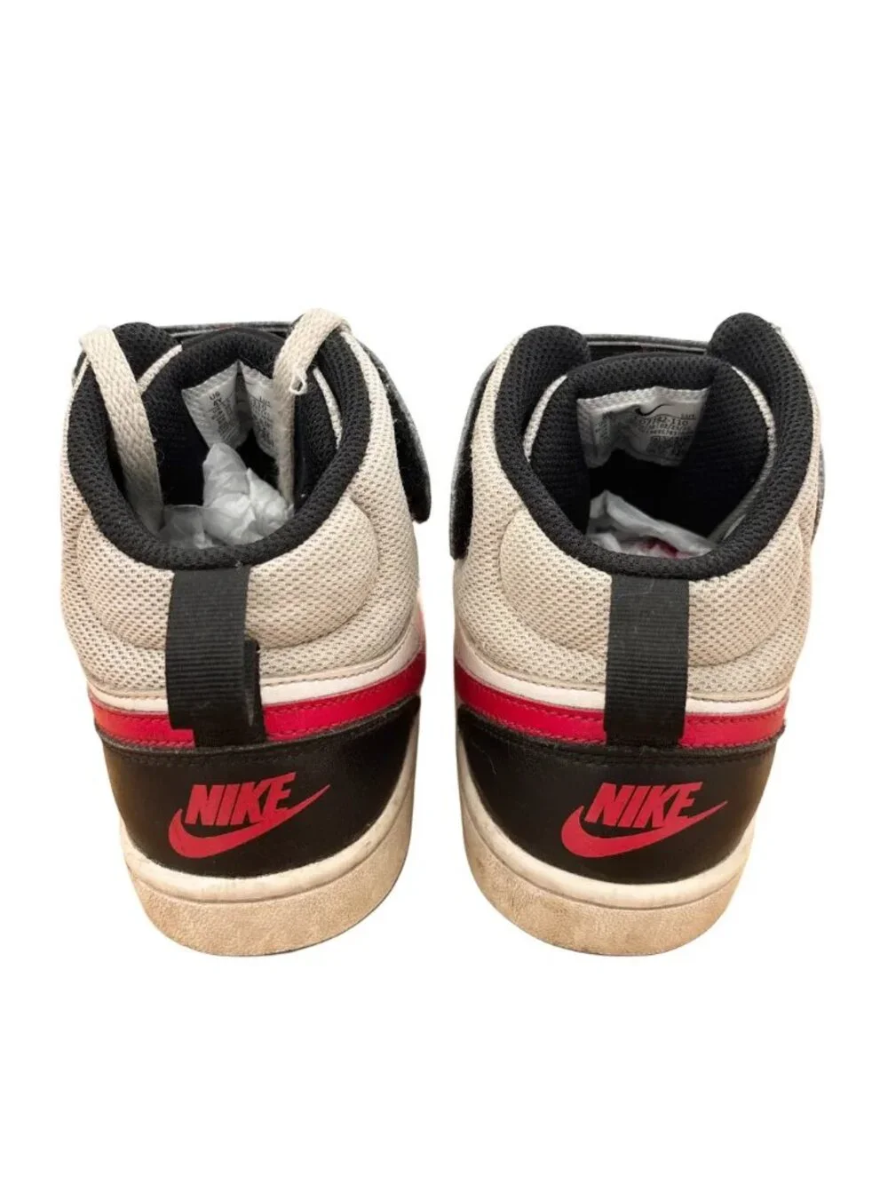 NIKE Court Borough Mid 2 Sneakers White Black Red SZ 4 YOUTH